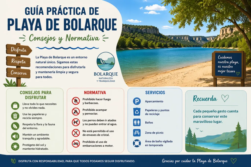 Guía práctica de Playa de Bolarque con consejos útiles y normativa para disfrutar del entorno natural.
