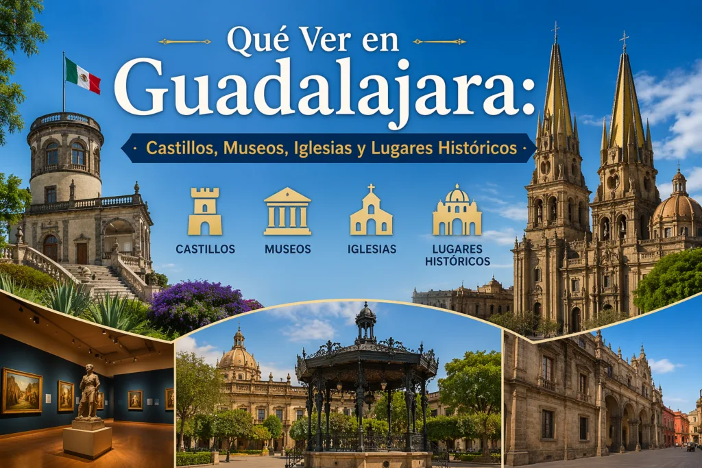 Castillos, museos, iglesias y lugares históricos en Guadalajara que revelan su patrimonio y belleza cultural.