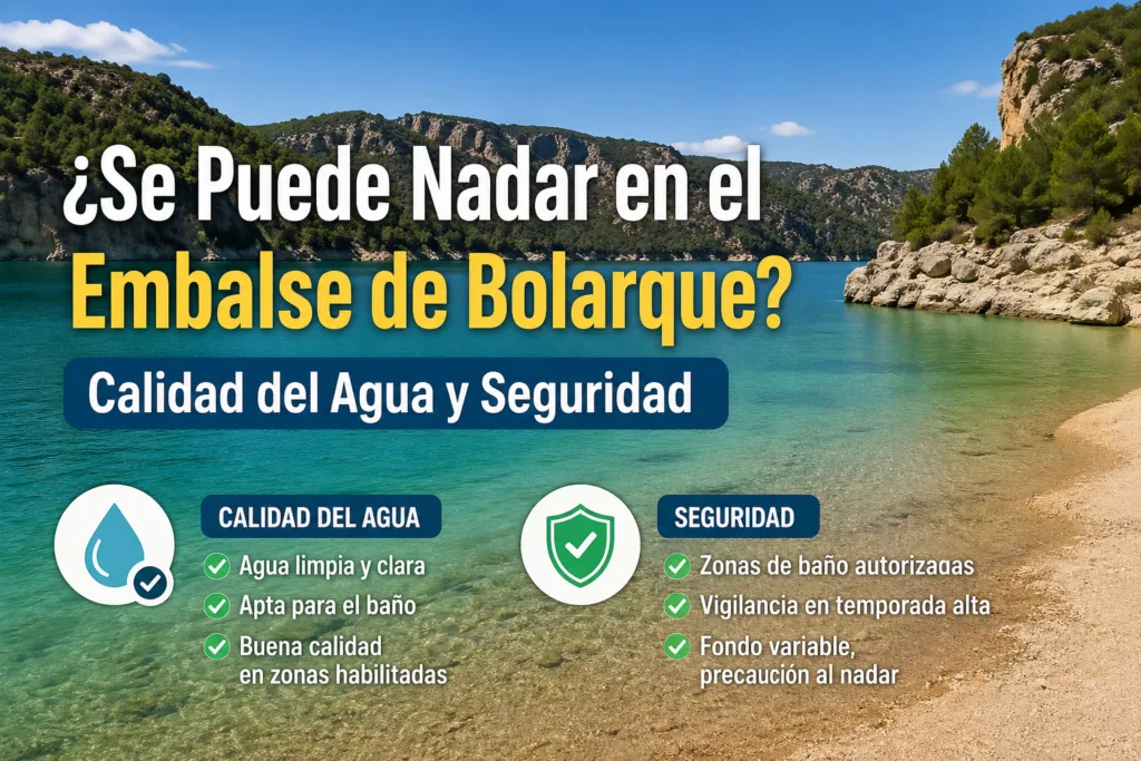 Nadar en el embalse de Bolarque, una opción que depende de la calidad del agua y las medidas de seguridad.